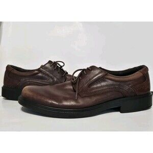 Ecco Shoes Mens 11 Brown Helsinki‎ II Plain Toe Oxford Leather Business Casual